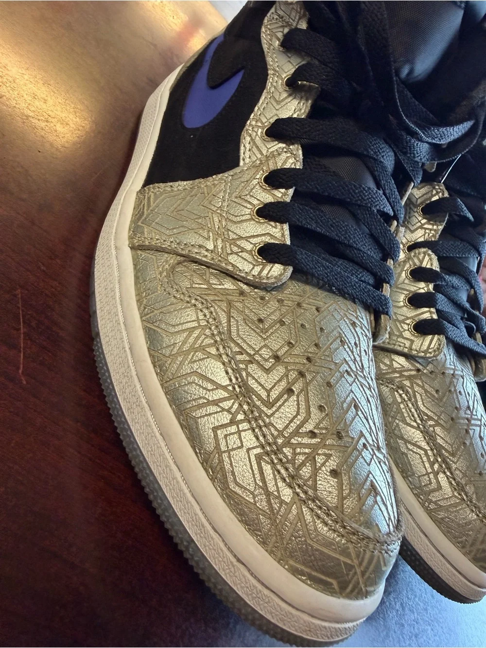 Jordan Kids High-Top Sneakers in Purple, Black, and Tan